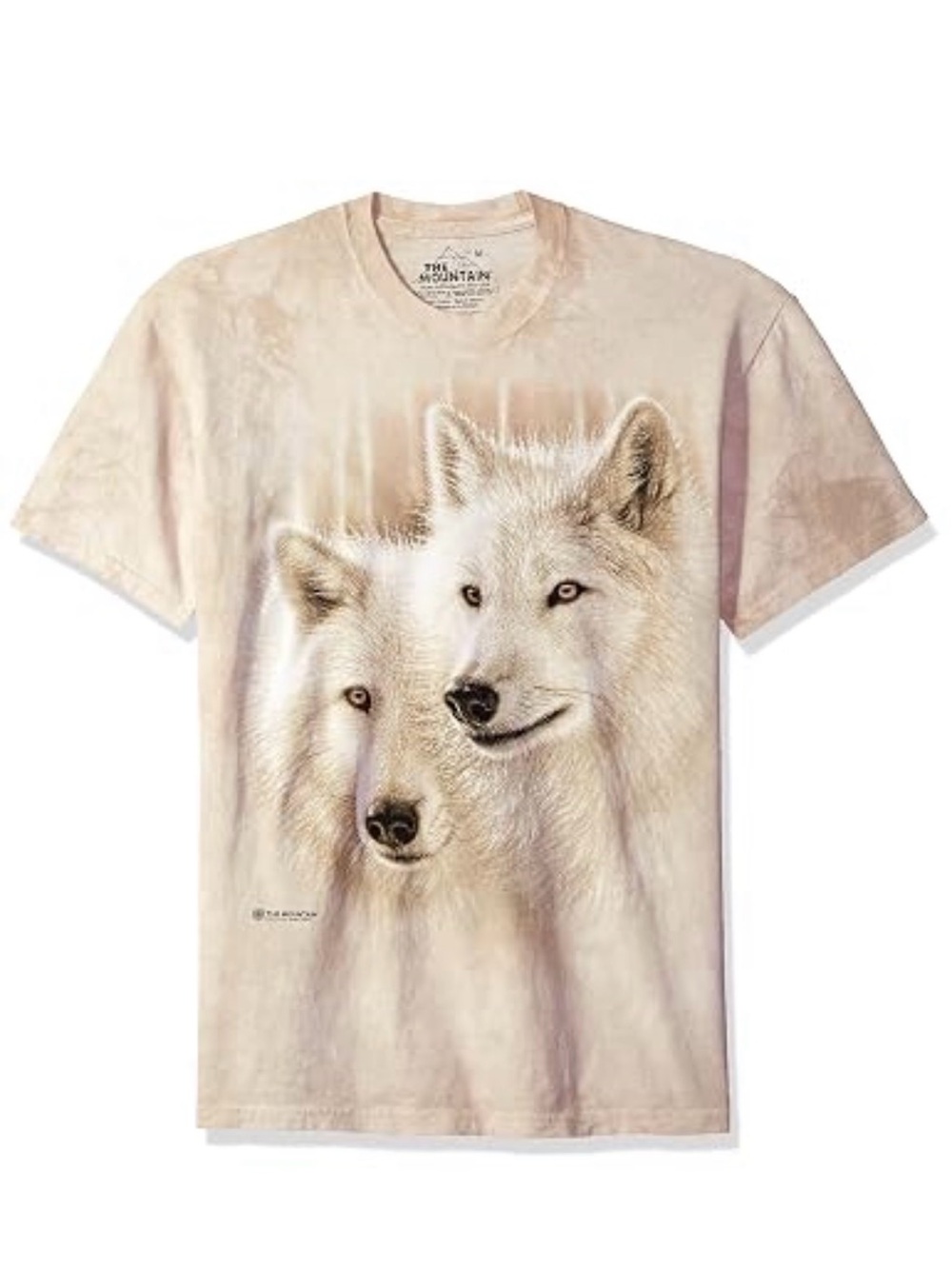 The Mountain Mens XL White Wolf Graphic T Shirt Nature Animal Cream Gray